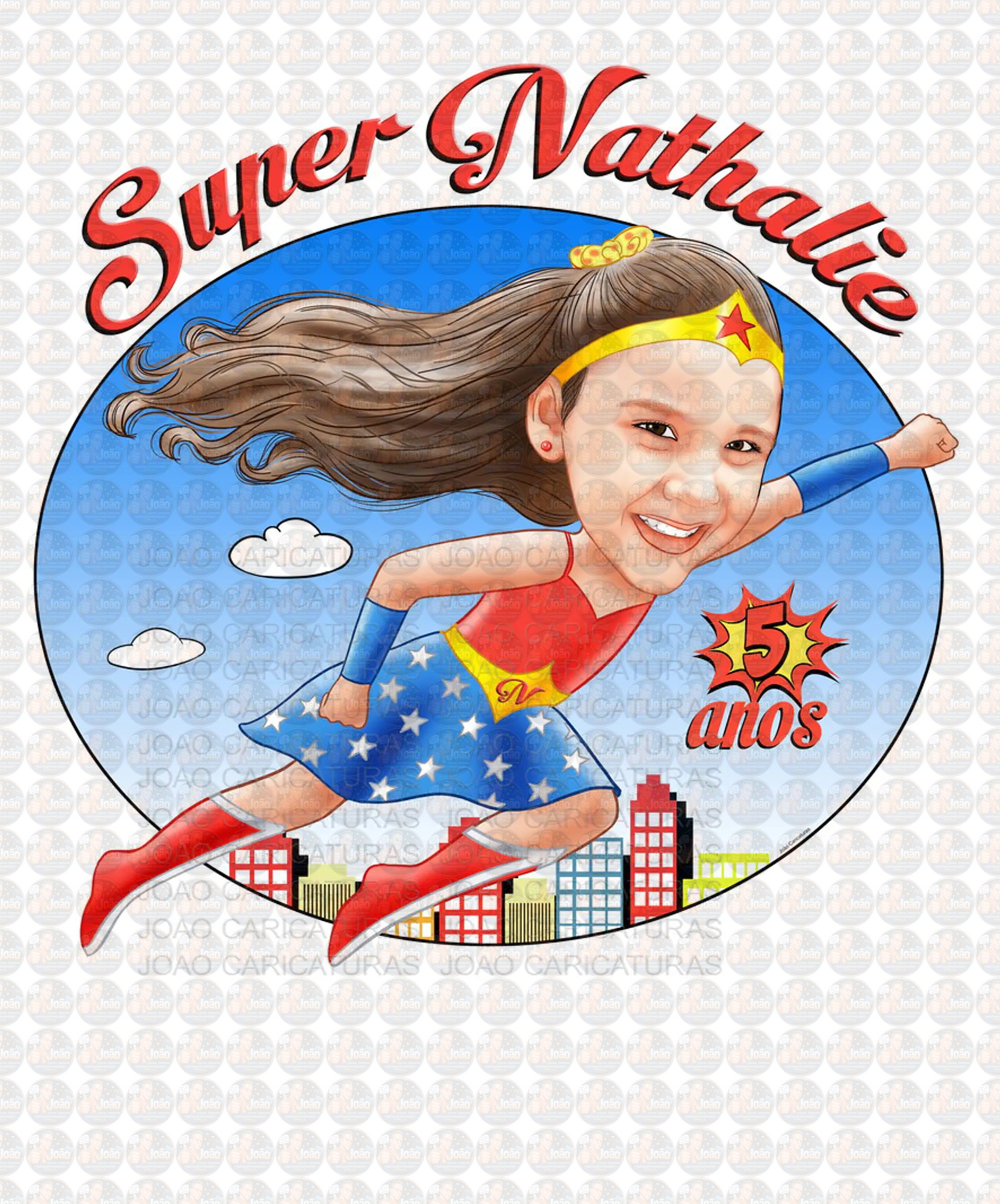 Caricatura Infantil Menina Maravilha | Tema Mulher Maravilha