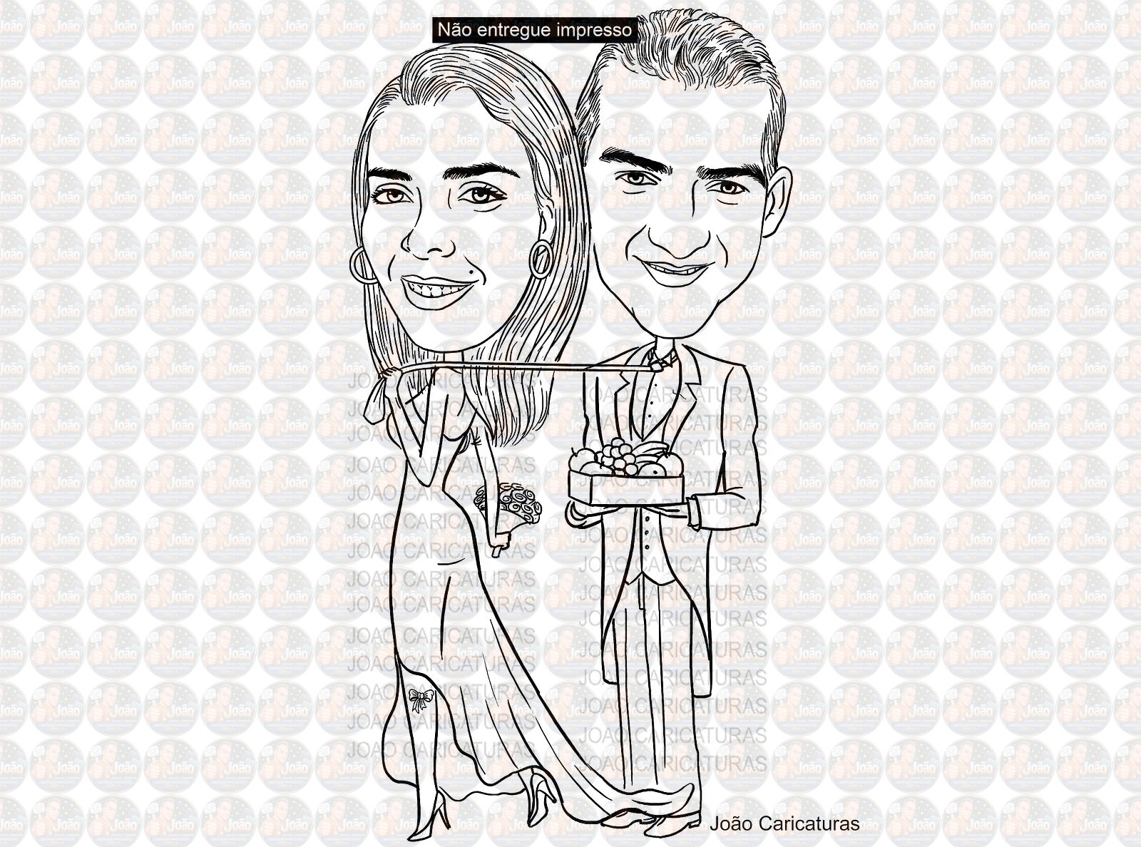 Caricatura casal traço sem cor corel casamento, noivo, noiva, vetor, vetorial, 1 cor, brindando, divertida, puxando pela corda, acorrentado, abraçado marido esposa