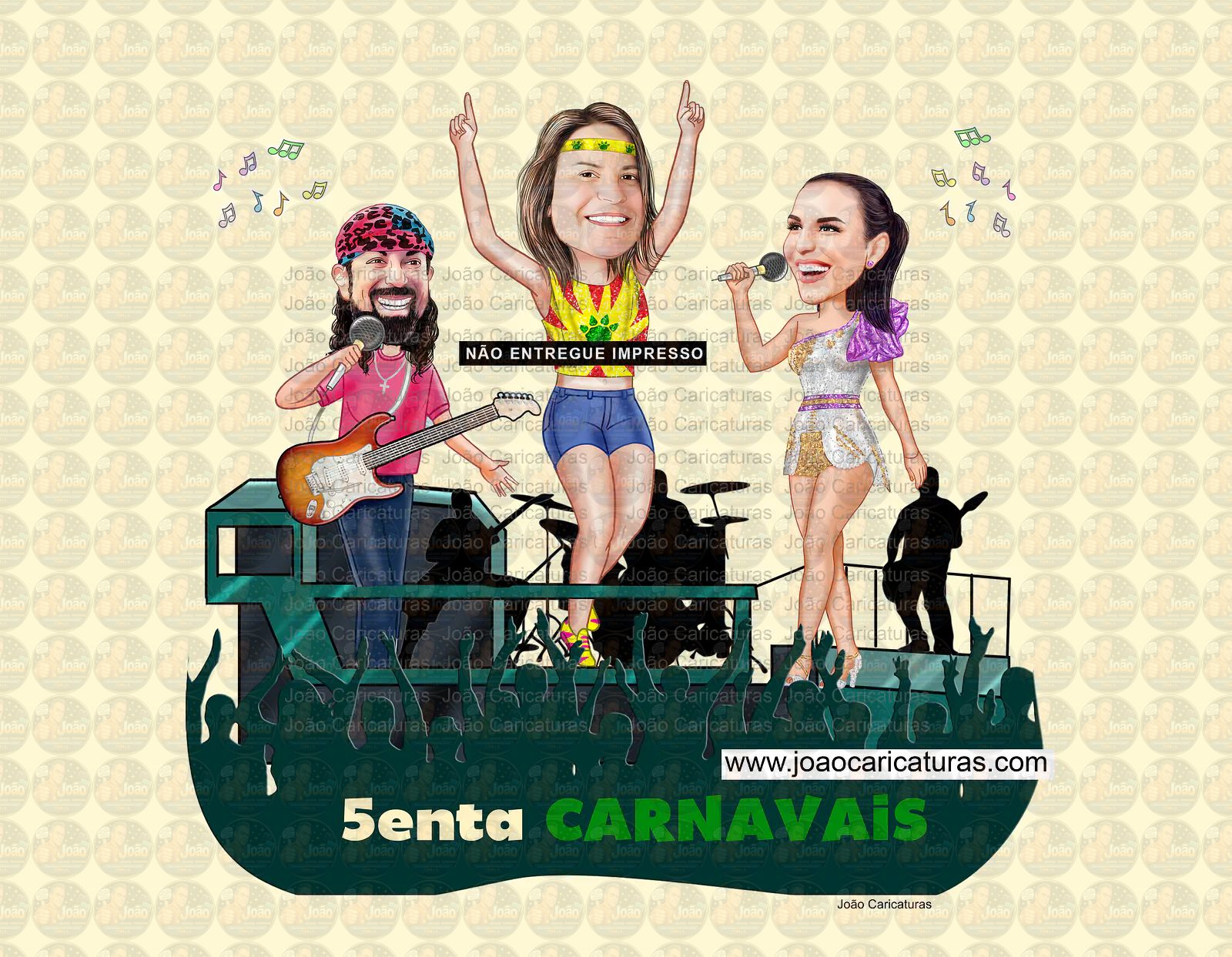 Caricatura Personalizada Micareta e Carnaval no Trio Elétrico | Aniversário com Seu Rosto