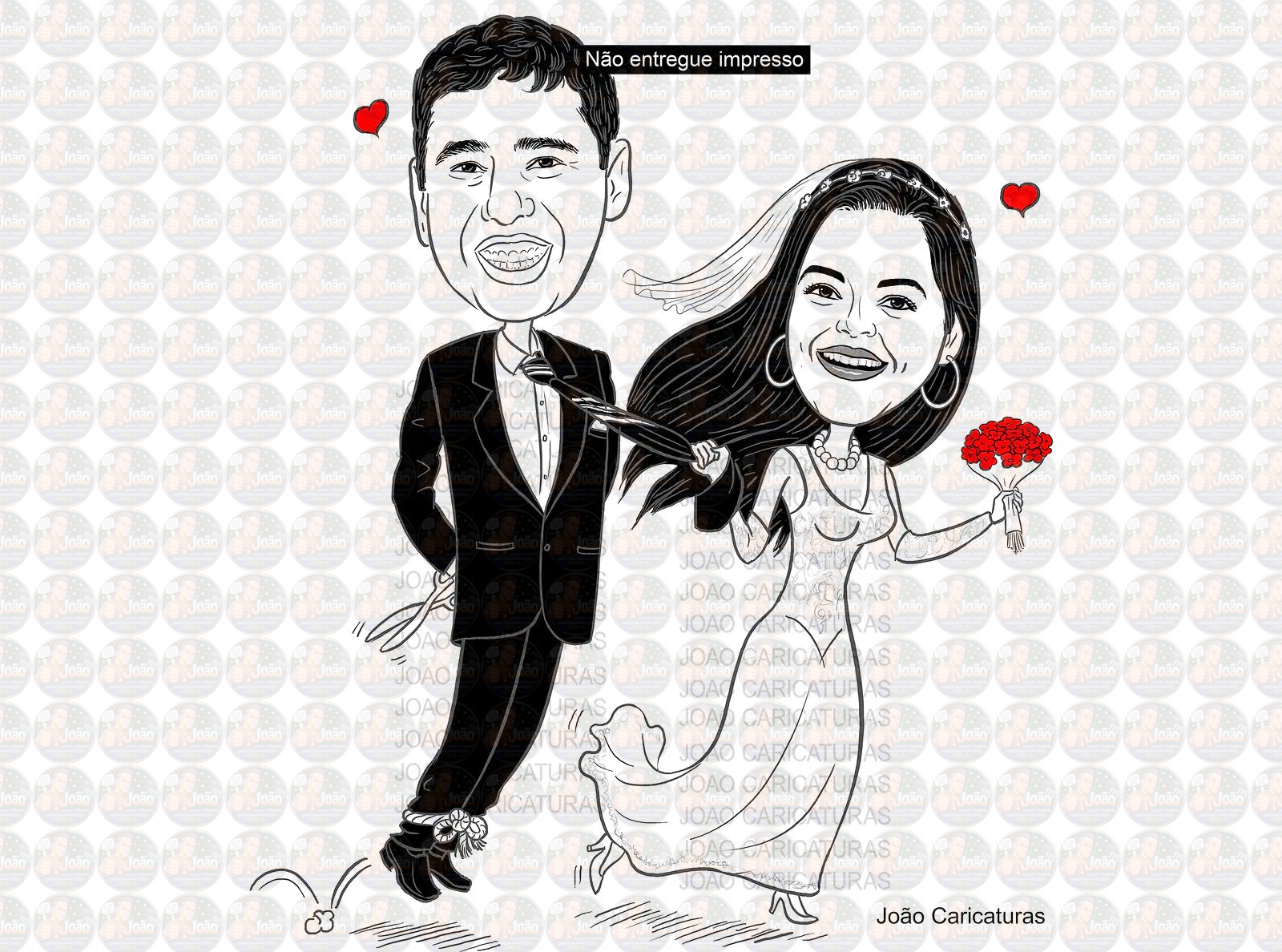 Caricatura casal traço sem cor corel casamento, noivo, noiva, vetor, vetorial, 1 cor, brindando, divertida, puxando pela corda, acorrentado, abraçado marido esposa