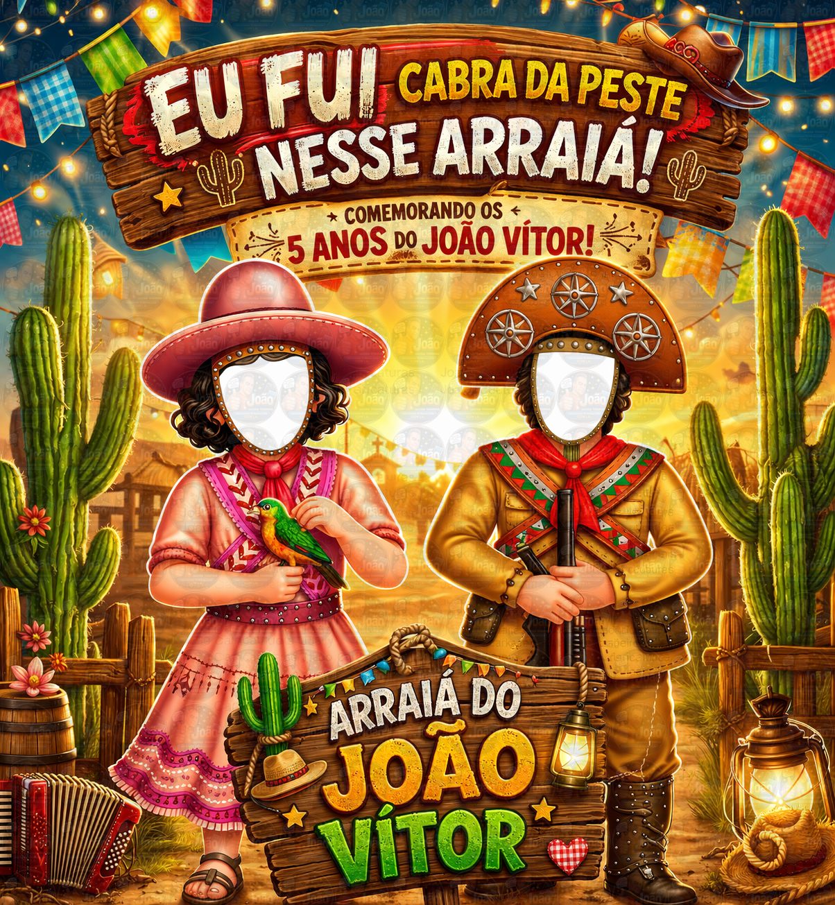 Banner Eu Fui Lampião e Maria Bonita Mirim Personalizado | Arquivo Digital