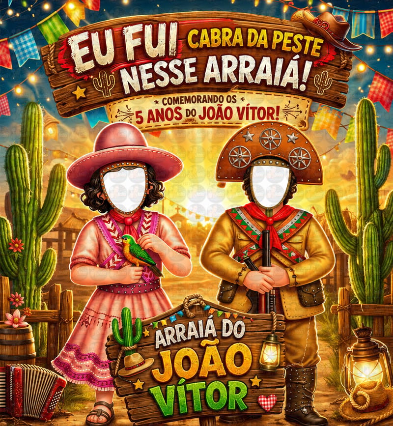 Banner Eu Fui Lampião e Maria Bonita Mirim Personalizado | Arquivo Digital