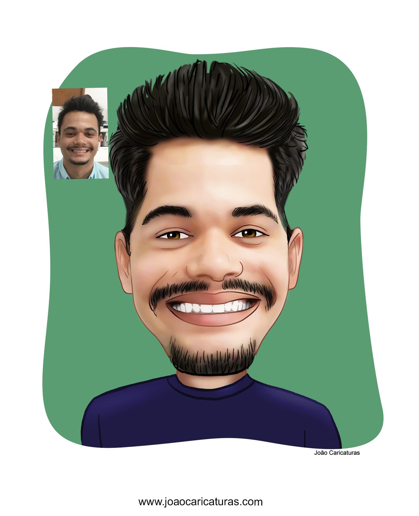 Caricatura digital engraçada com distorção de rosto narizão caricatas divertidas alegres