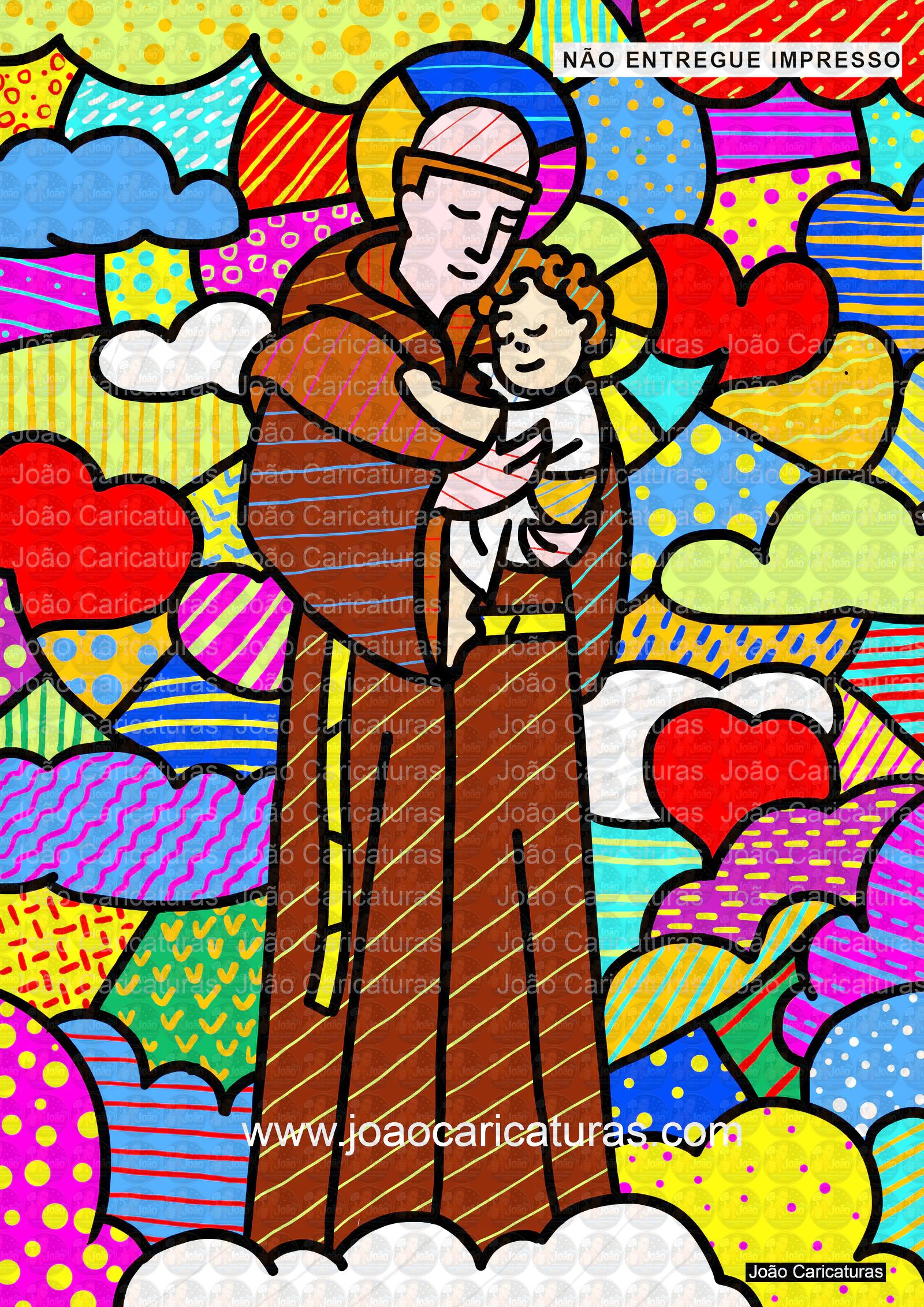 Desenho digital super colorido, São Jorge e Dragão, Santo Antônio, Nossa senhora Aparecida, São Francisco ( baseado no estilo do artista Romero Brito)