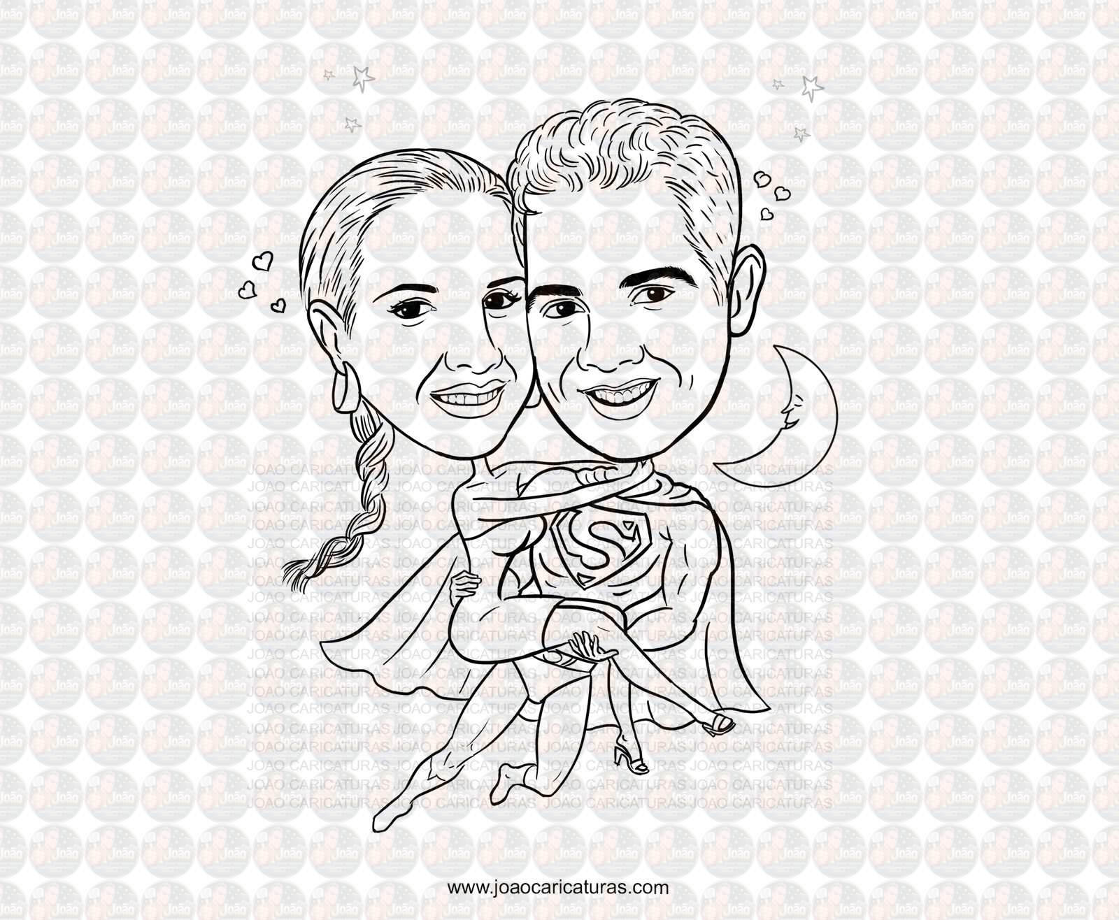 Caricatura casal traço sem cor corel casamento noivo noiva drone controle remoto vetor vetorial 1 cor brindando divertida