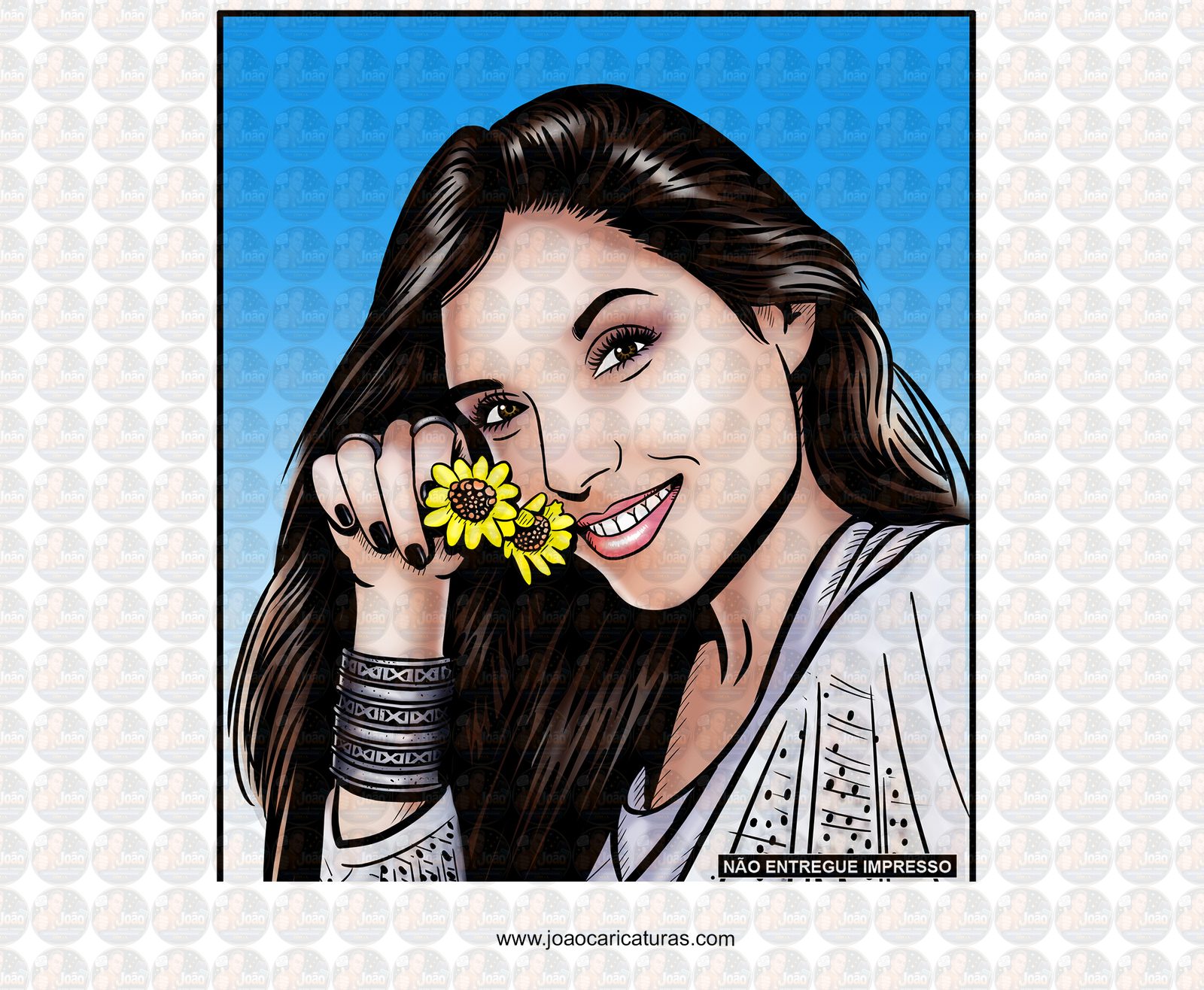 Desenhos e caricatura linda de rosto mulher mãe tia irmã hq traço com cor presente de namoro crush quadro banner presente moderno boa idéia fino surpresa melhor idéia aniversário bodas