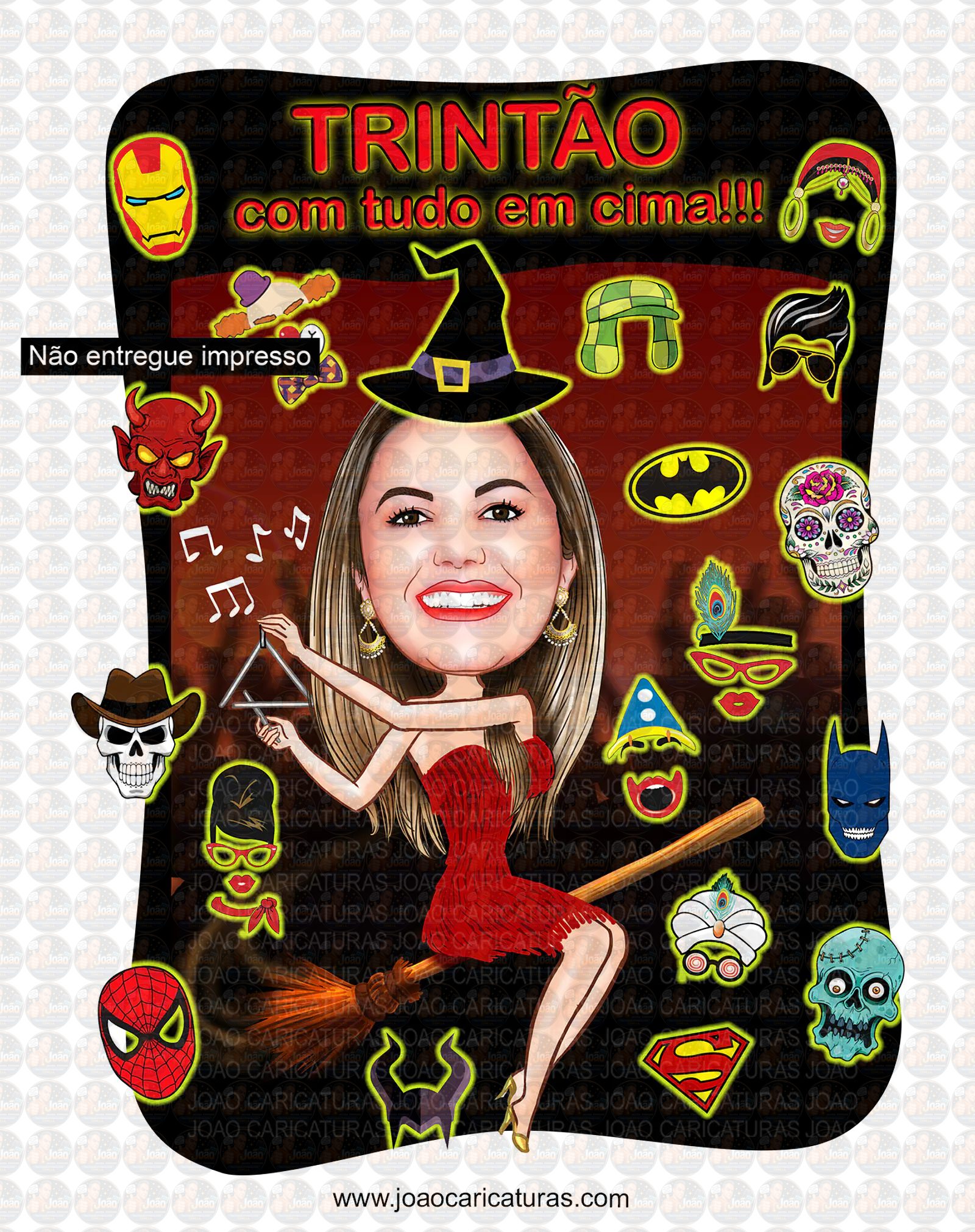 Caricatura Feiticeira Personalizada para Aniversário