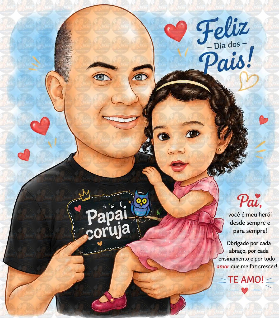 Caricatura Digital Pai e Filha Super-Heróis | Presente Personalizado para Família