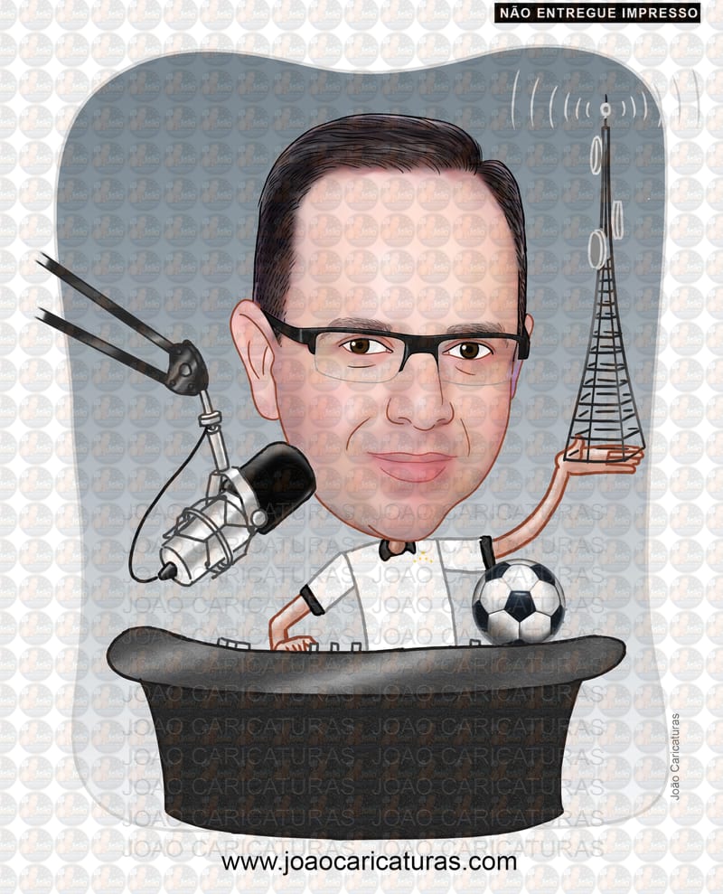 Caricatura Personalizada de Locutor, Narrador ou Jornalista Esportivo