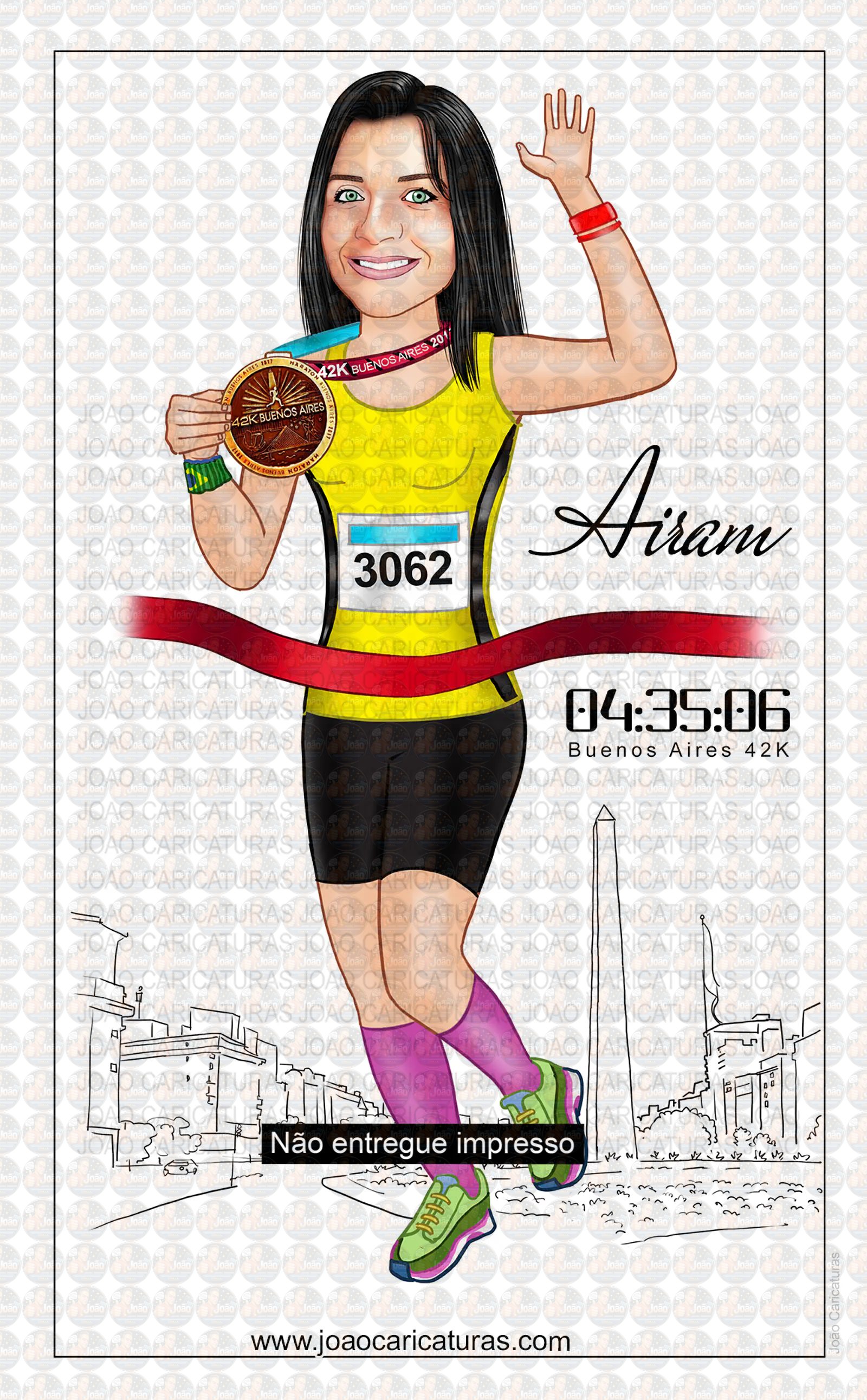 Caricatura de Maratonista Personalizada | Corredor, Atleta e Esportista