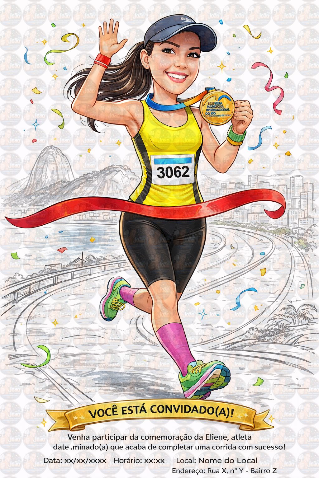 Caricatura de Maratonista Personalizada | Corredor, Atleta e Esportista