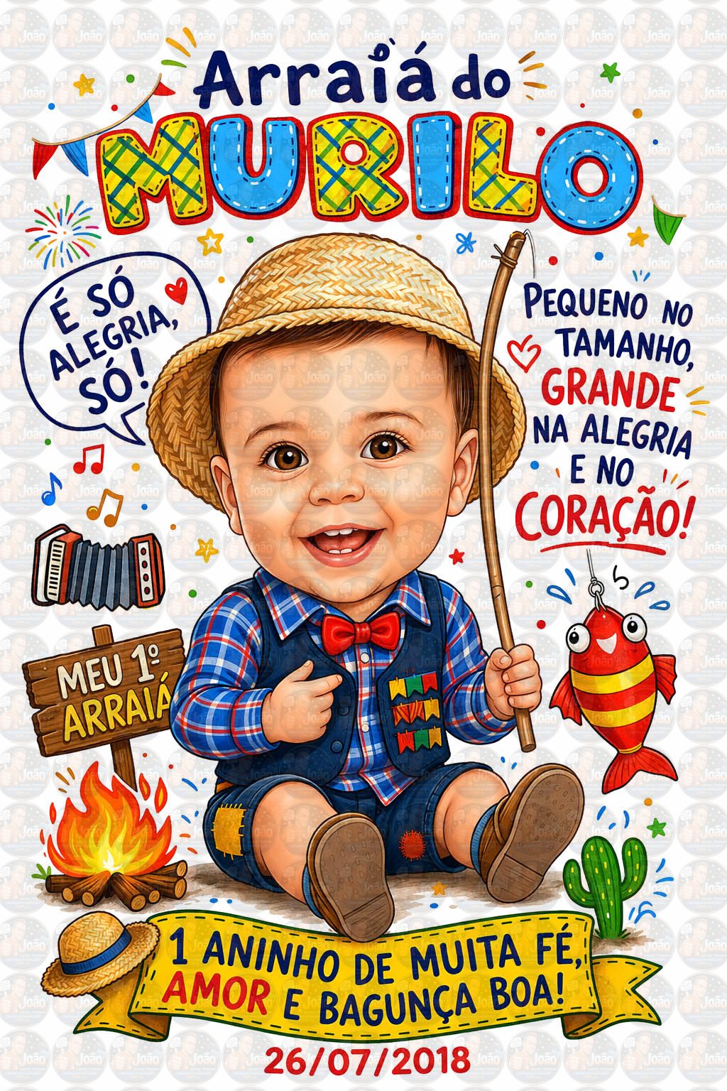 Convite Festa Junina Infantil Personalizado com Caricatura