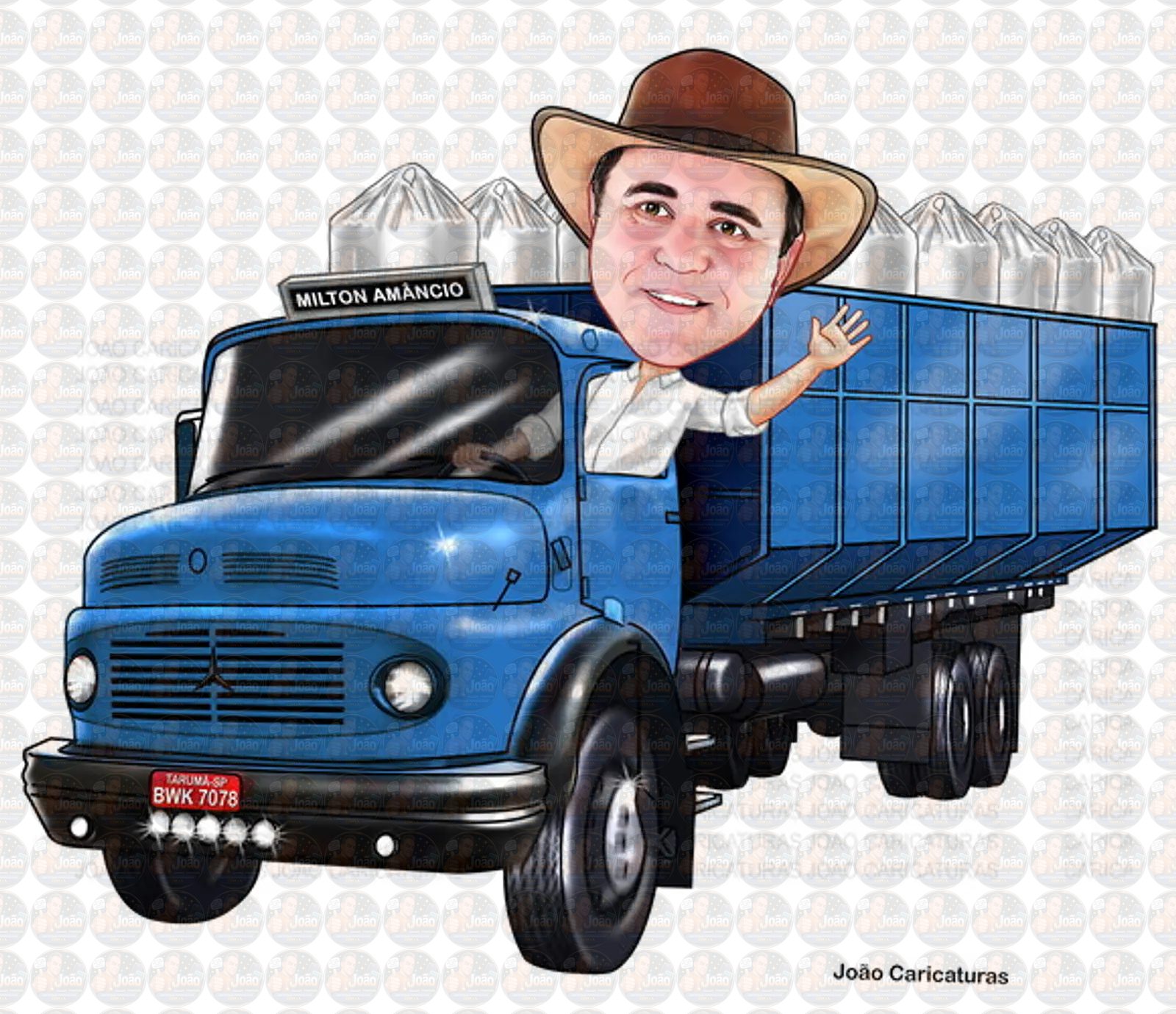 Caricatura de Motorista de Caminhão – Presente Criativo para Homem