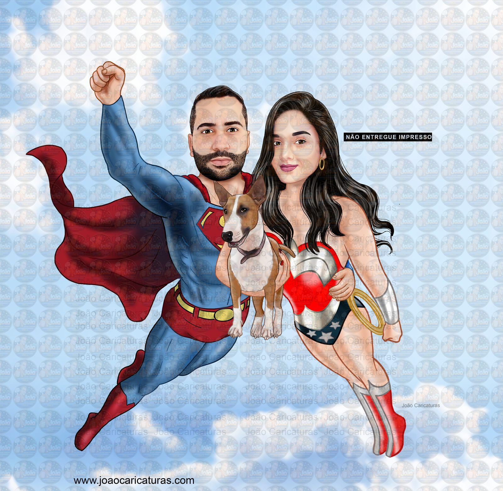 caricaturas casal namorados marido mulher esposo esposa realista casamento mulher maravilha e superman abraçando apaixonados sensual romântica digitais delicados presente quadrinho heróis