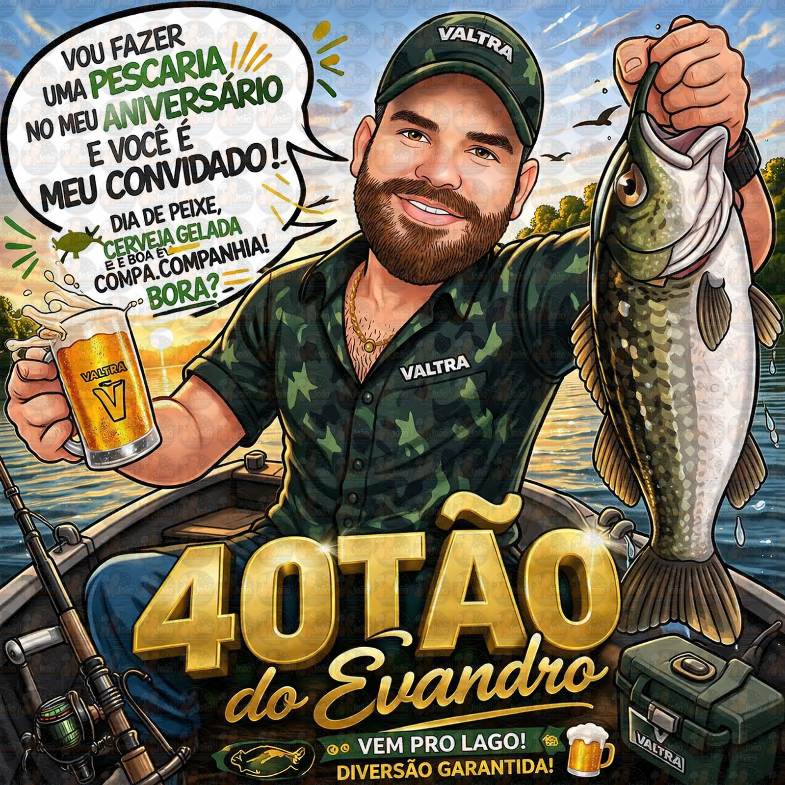 Caricatura Personalizada pescador Transformo sua foto em uma caricatura única Perfeito para presentear alguém especial Arte personalizada Estilo exclusivo Entrega rápida