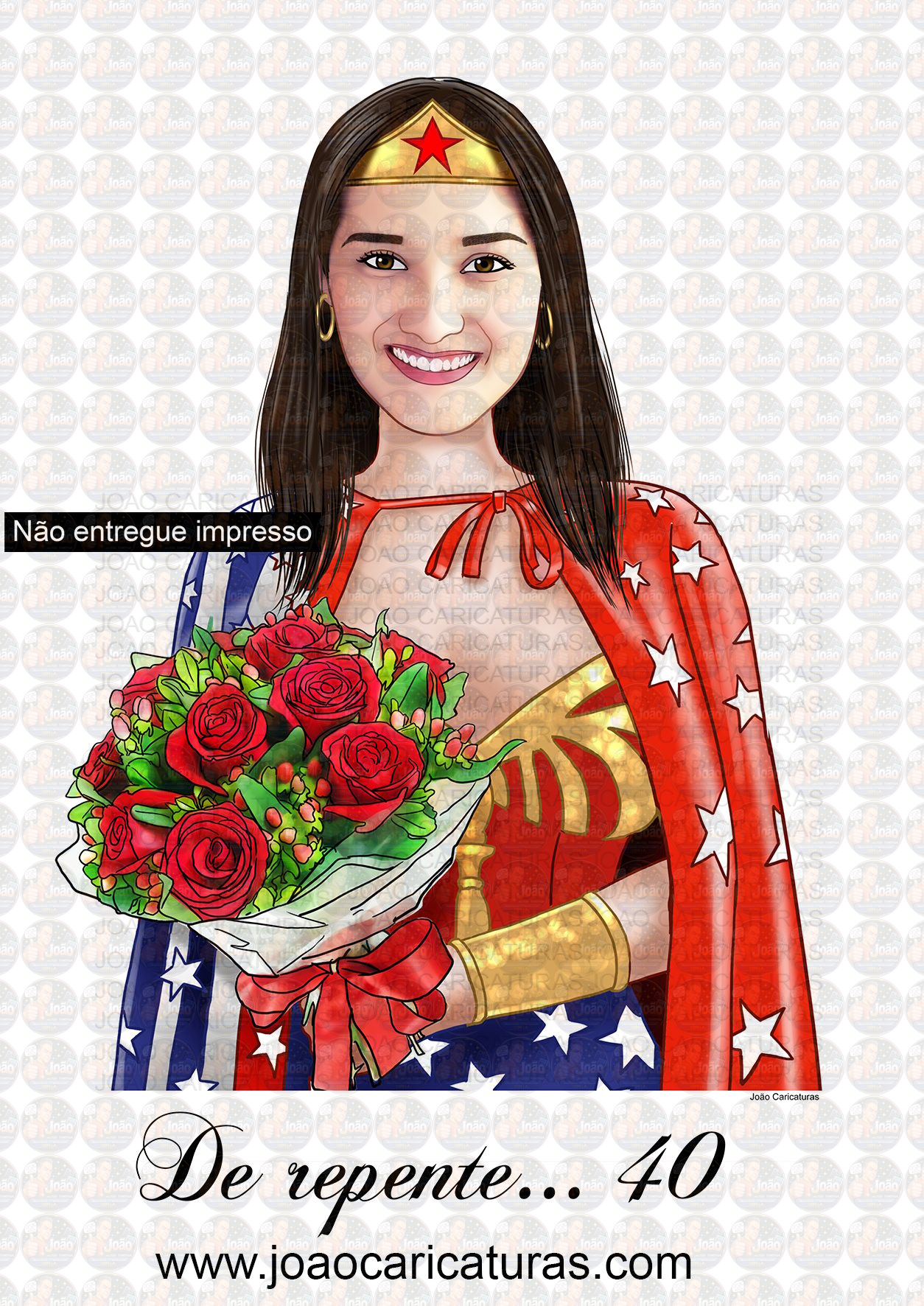 Caricatura Personalizada Heroína | Presente para Mulher Forte e Especial
