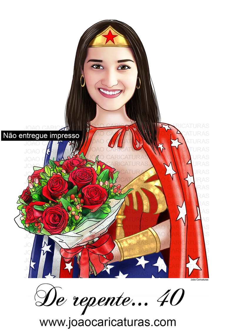 Caricatura Personalizada Heroína | Presente para Mulher Forte e Especial