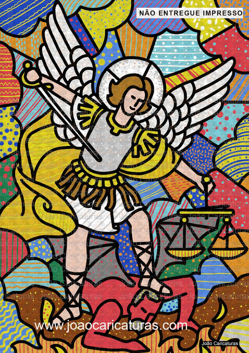 Desenho digital super colorido, São Jorge e Dragão, Santo Antônio, Nossa senhora Aparecida, São Francisco ( baseado no estilo do artista Romero Brito)