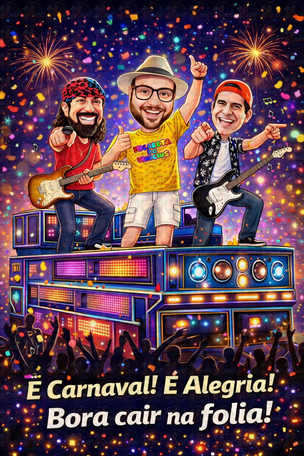 Caricatura Personalizada Micareta e Carnaval no Trio Elétrico | Aniversário com Seu Rosto
