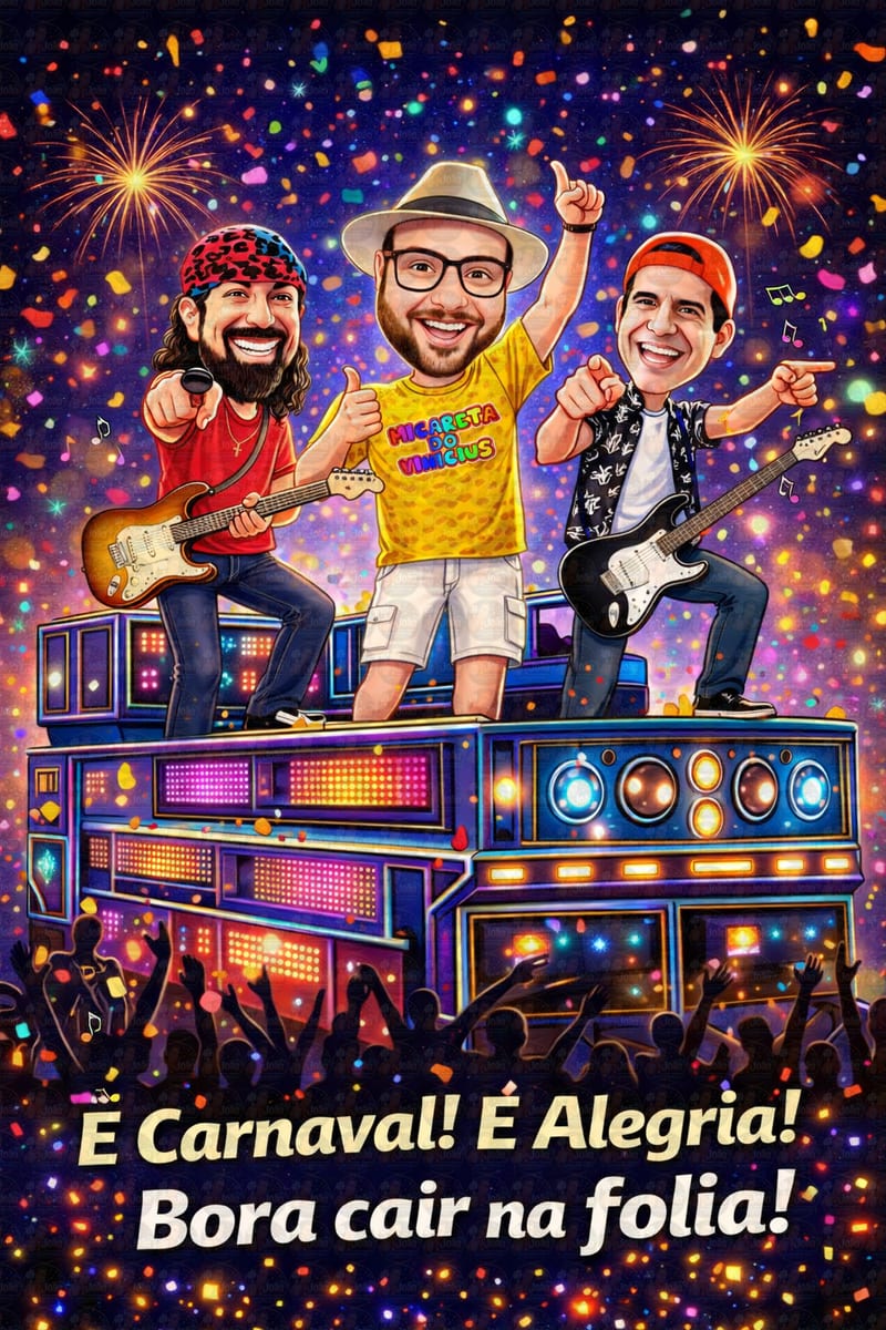 Caricatura Personalizada Micareta e Carnaval no Trio Elétrico | Aniversário com Seu Rosto