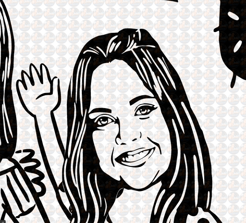 Desenho estilo xilografia, nordestino, estilizado,cordel,1 cor, preto e branco, xilo, caricatura, menina, pessoa, personalizado, sertão, corel, vetorizado, aniversário, ilustração