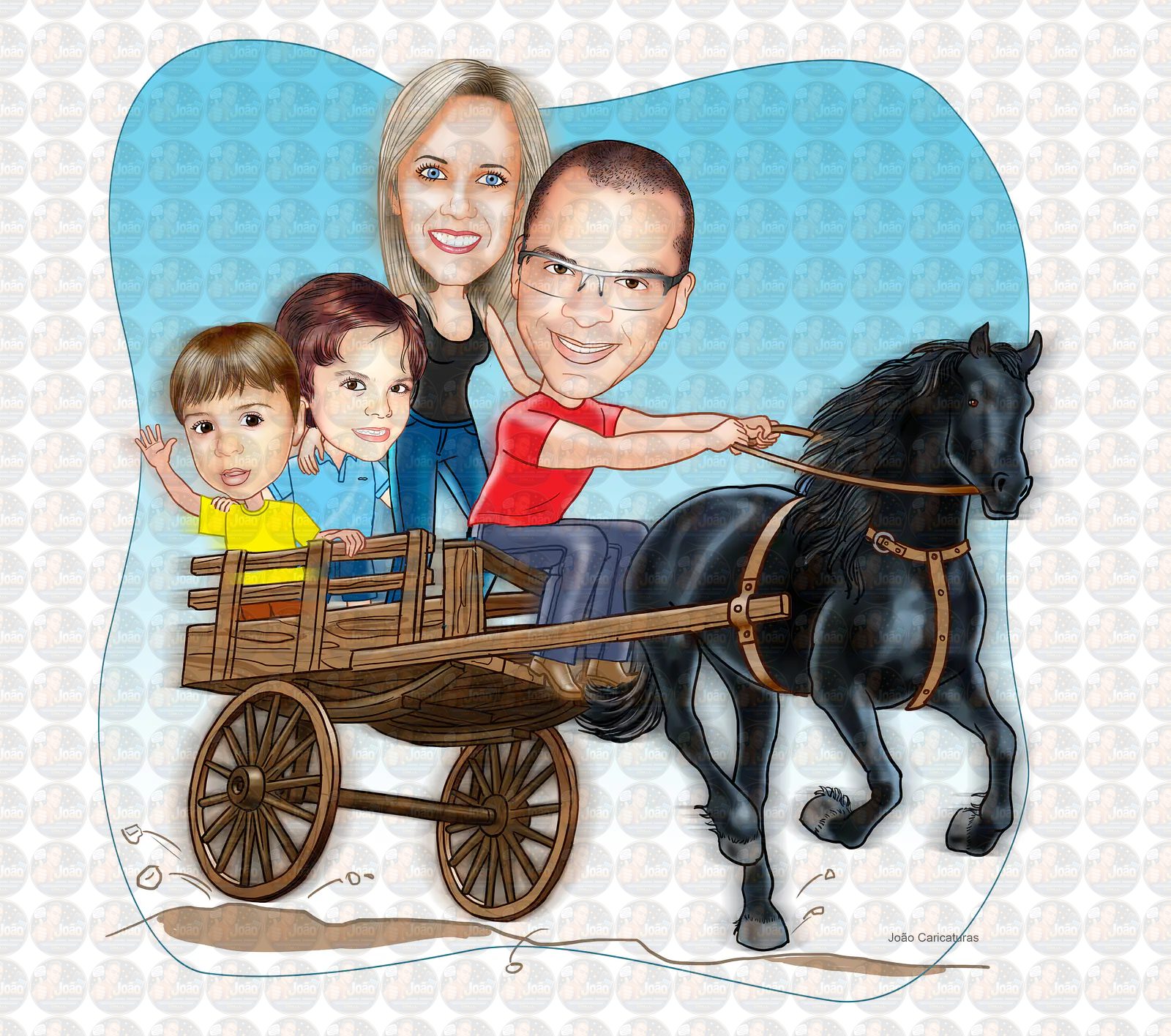Caricatura Digital Personalizada de Família Moderna – Dia dos Pais (Preço por Pessoa)