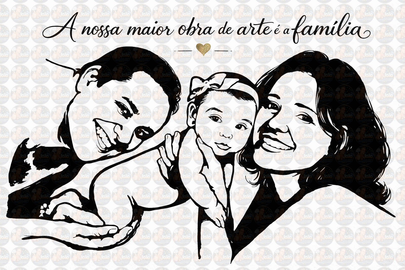 Desenho de Rosto Simplificado Vetorizado – Arte em 1 Cor Personalizada