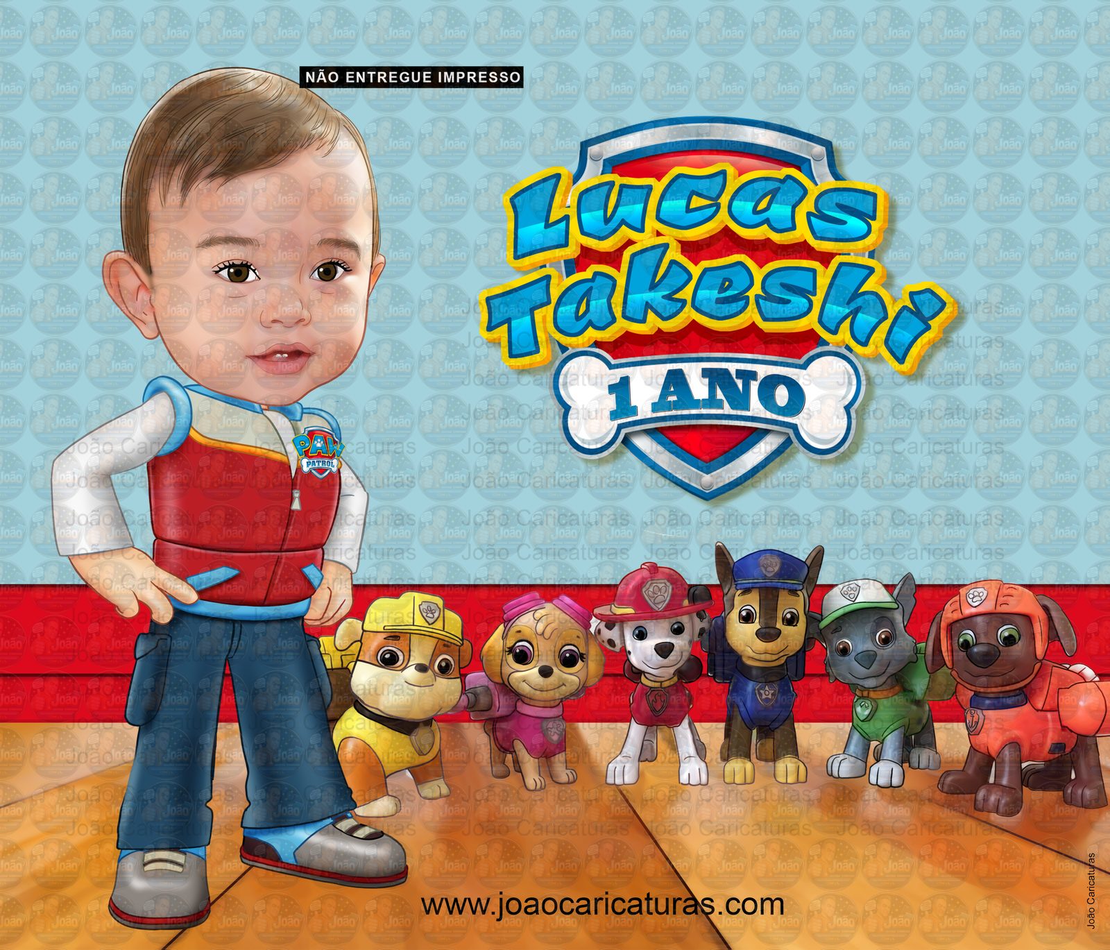 Caricatura infantil personalizada, menino, menina, patrulha canina, garoto, aniversário, cães, cãozinhos