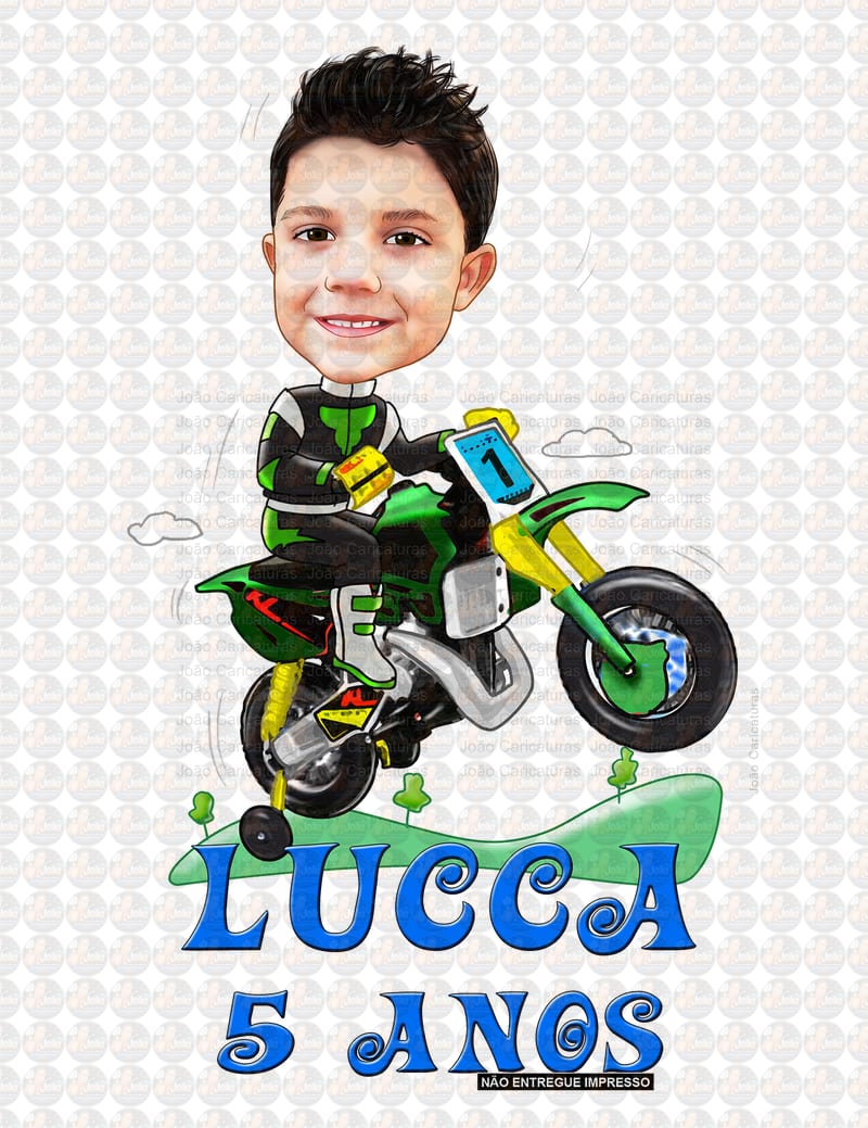 Caricatura aniversário criança filho neto sobrinho moto motoquinha bebê motoqueiro camisa time galinha bebê garoto filho menino pat animal estimação 3 4 5 6 7 8 9 10 anos