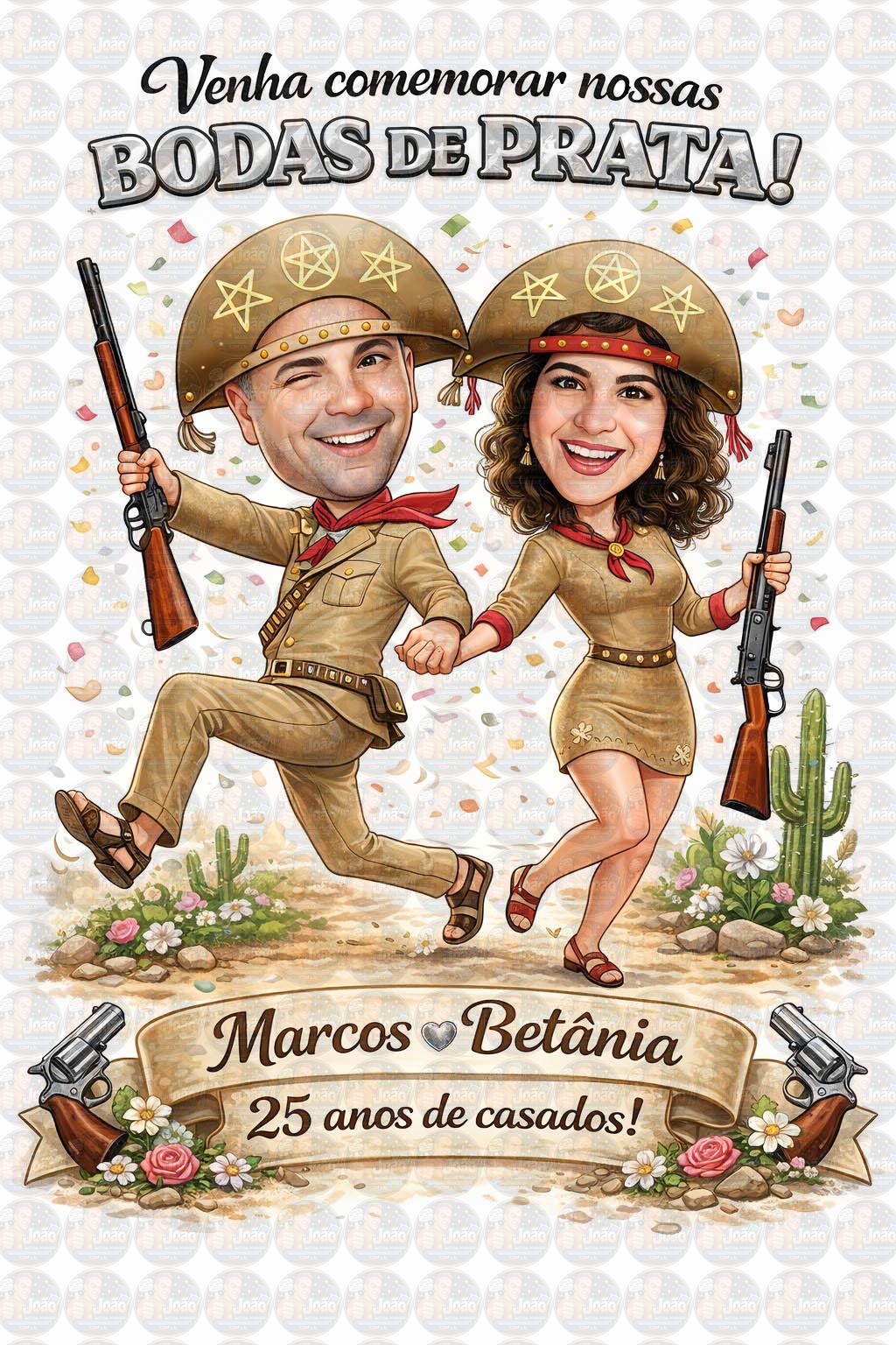 Caricatura Casal Nordestino Maria Bonita e Lampião | Bodas, Casamento e Aniversário
