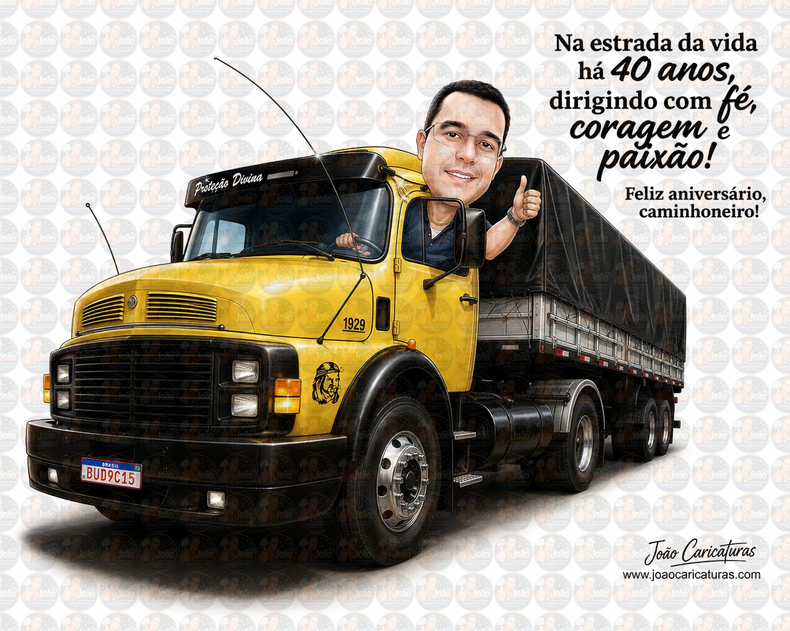 Caricatura de Motorista de Caminhão – Presente Criativo para Homem