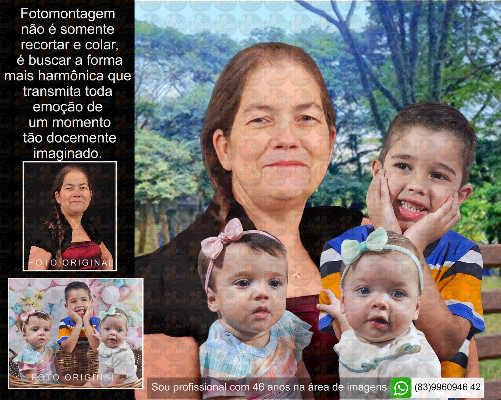 Fotomontagem Digital Personalizada Unindo Pai Mãe e Filho | Uma Lembrança para Sempre