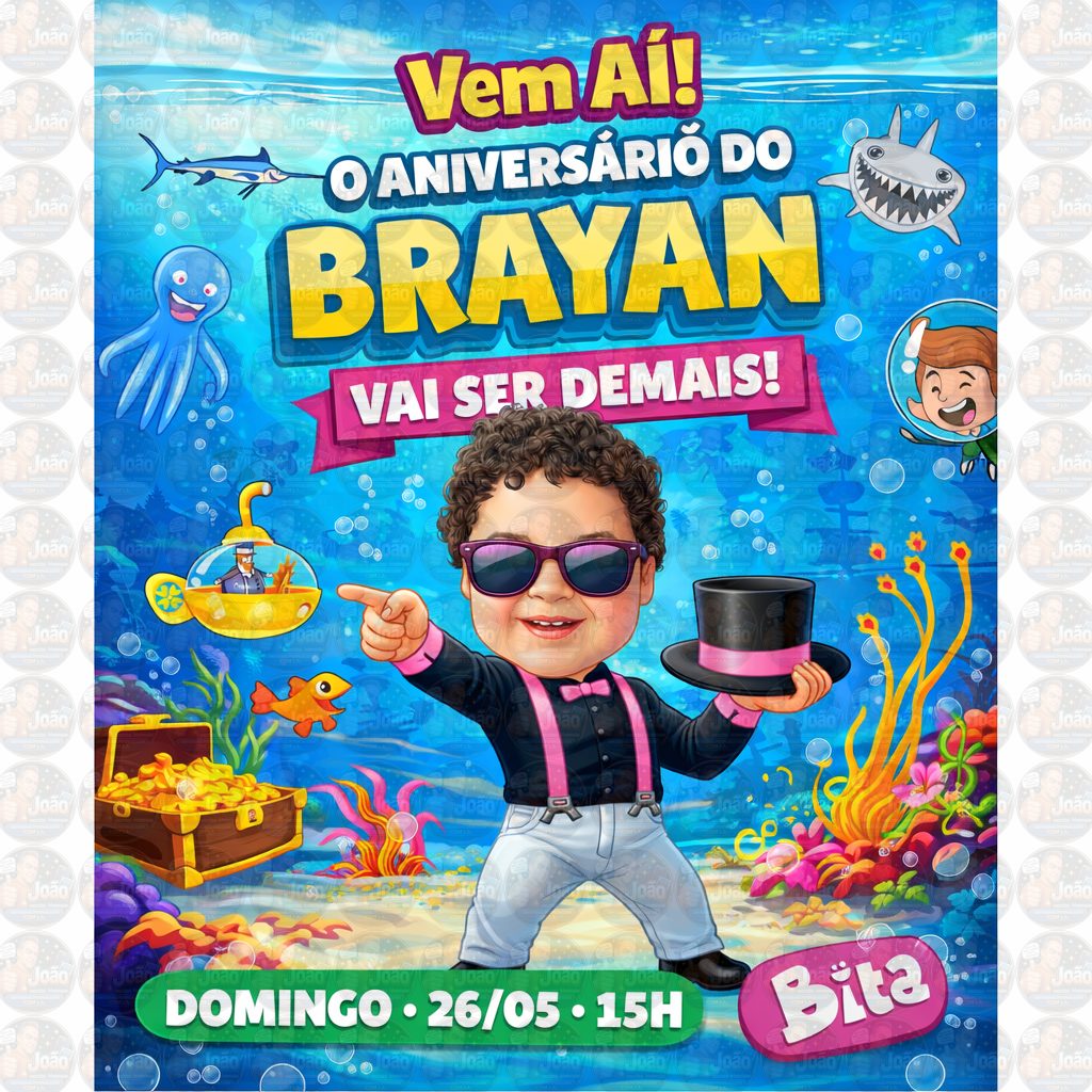 Caricatura Infantil Tema Mundo de Bita | Arte Personalizada para Aniversário