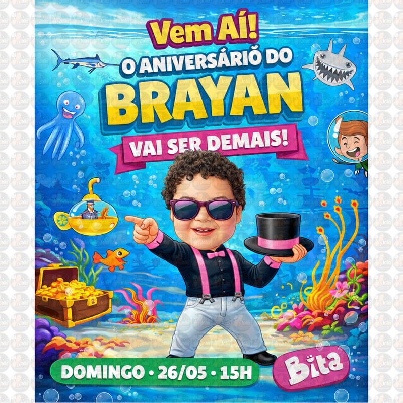Caricatura Infantil Tema Mundo de Bita | Arte Personalizada para Aniversário