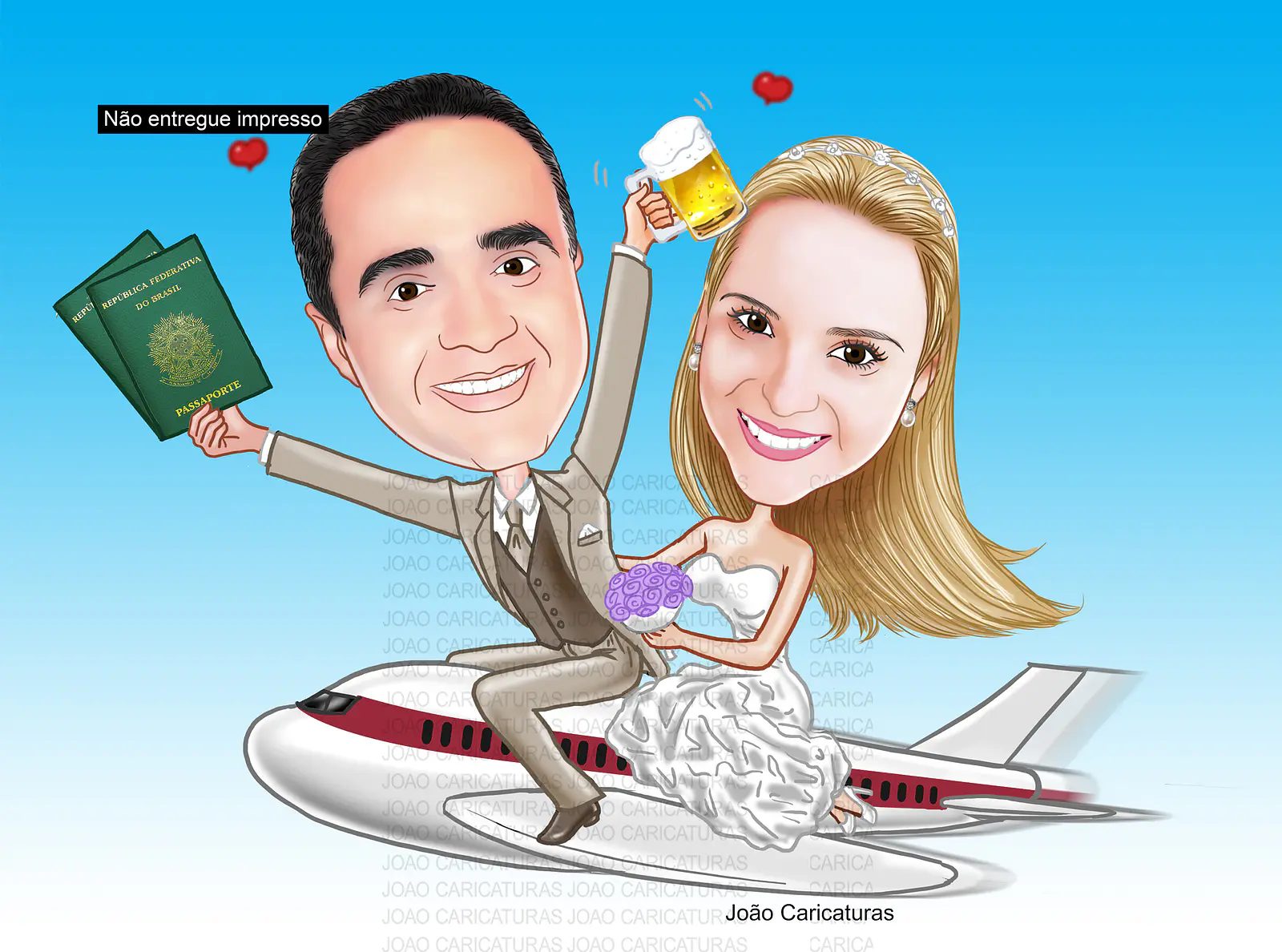 Caricatura Casal Lua de Mel – Desenho Personalizado