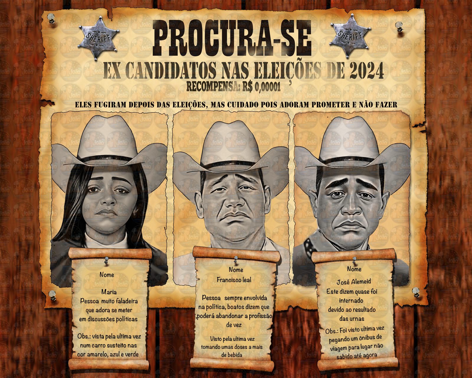 Desenho de caricaturas ou vídeos de deboche político, tirando sarro, memes, zoando politicamente