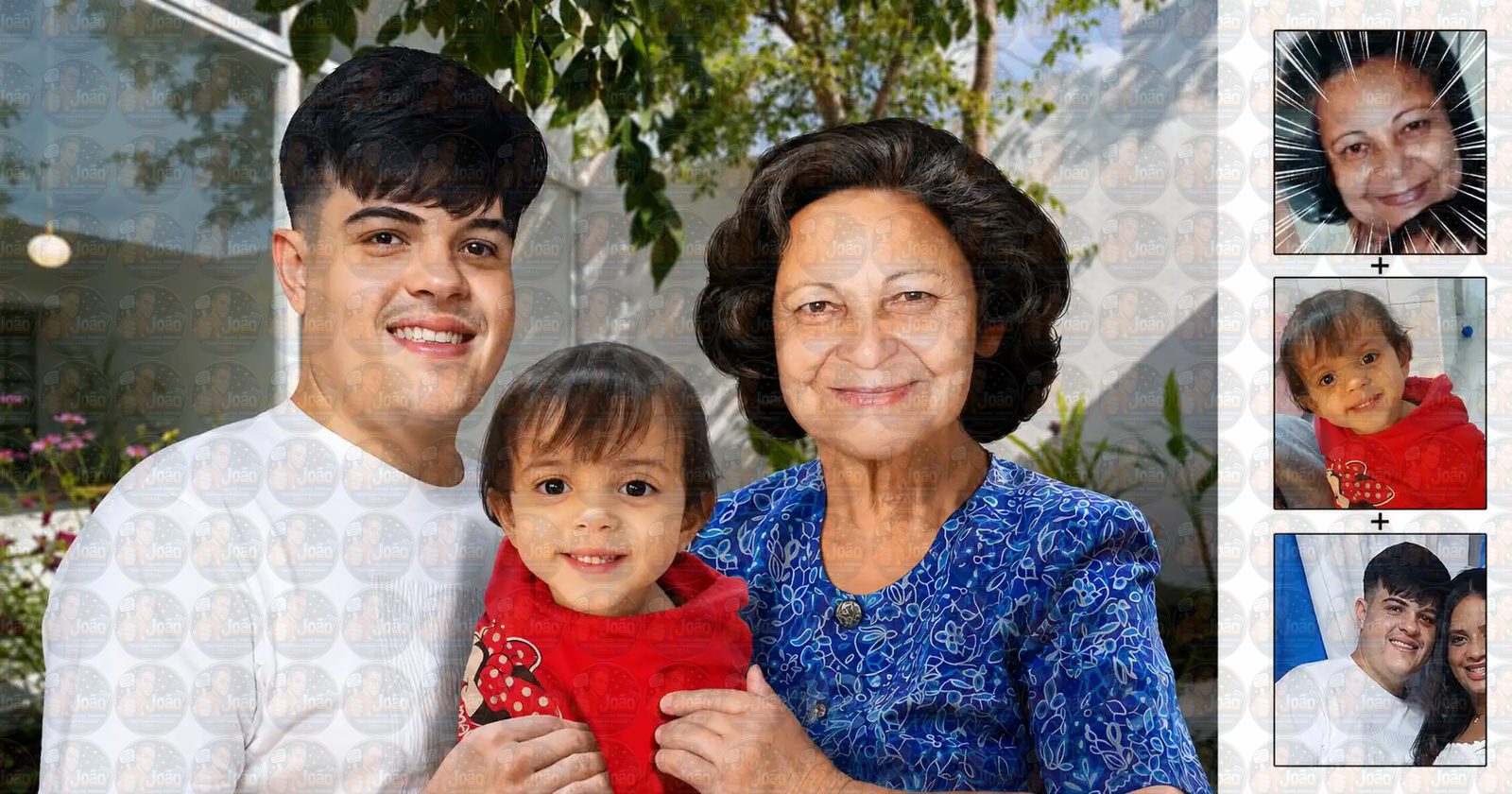 Montagem de Fotos: Filho e Vovó ou Vovô Juntos na Mesma Foto | União de Fotos Antigas e Atuais