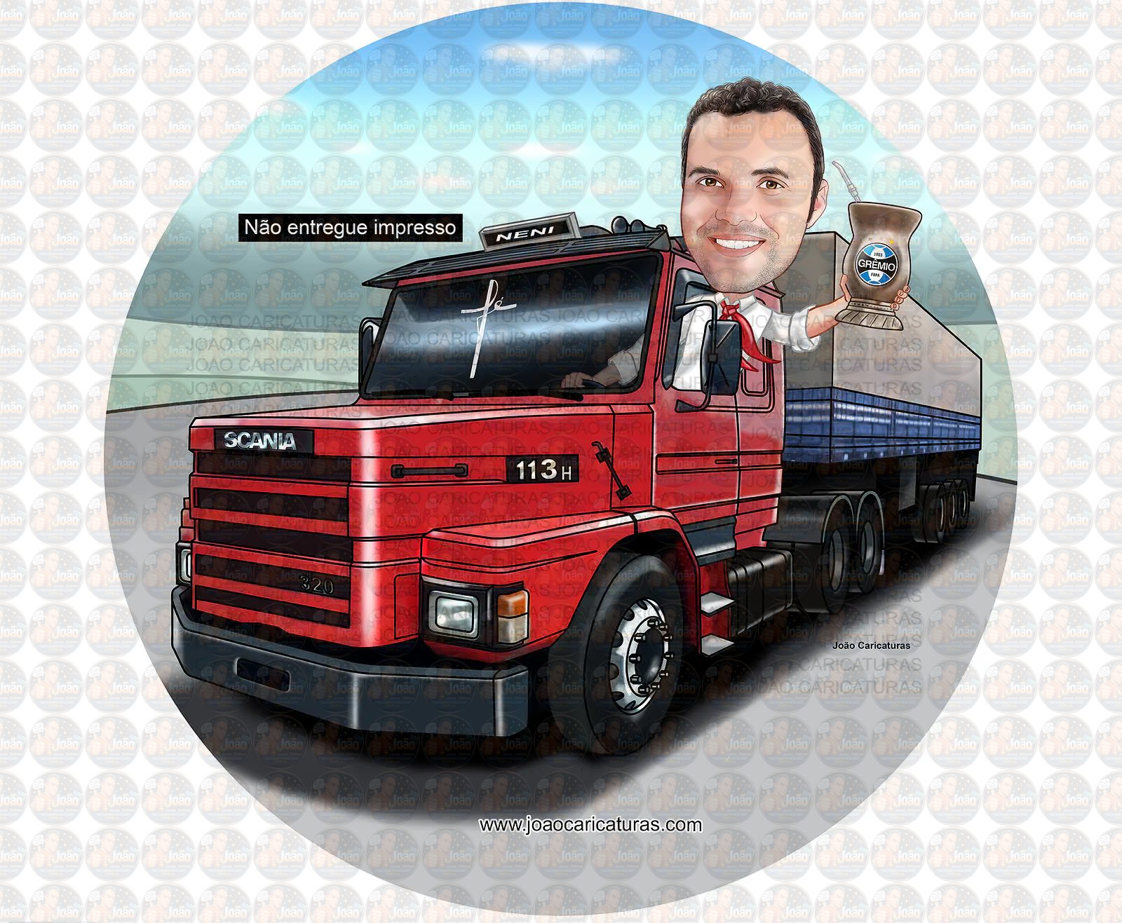 Caricatura de Motorista de Caminhão – Presente Criativo para Homem