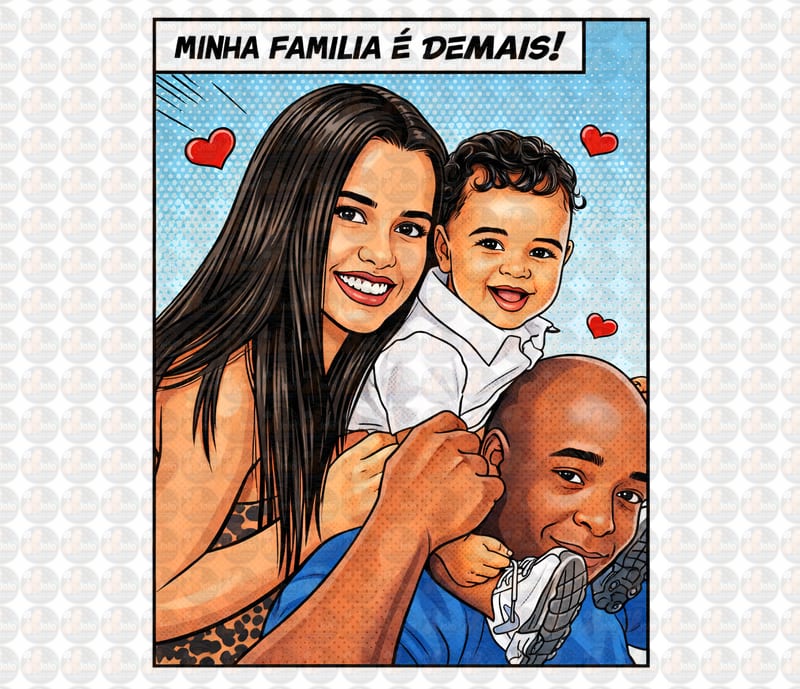 Desenhos Digitais Super Personalizados no Estilo História em Quadrinhos um belo presente que surpreende. Encomende o seu agora!