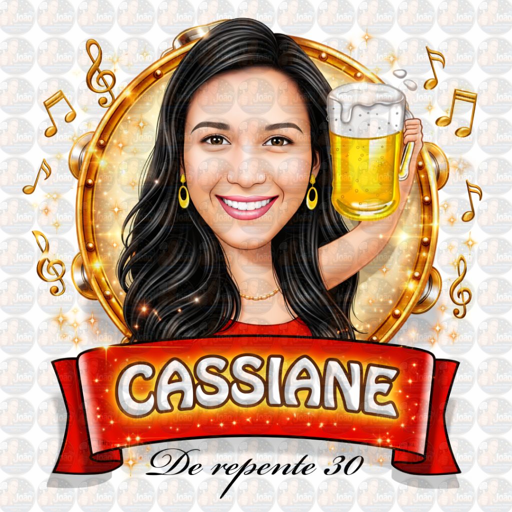Caricatura Digital Personalizada Mulher Tema Boteco | Convite de Aniversário e Lembrancinhas