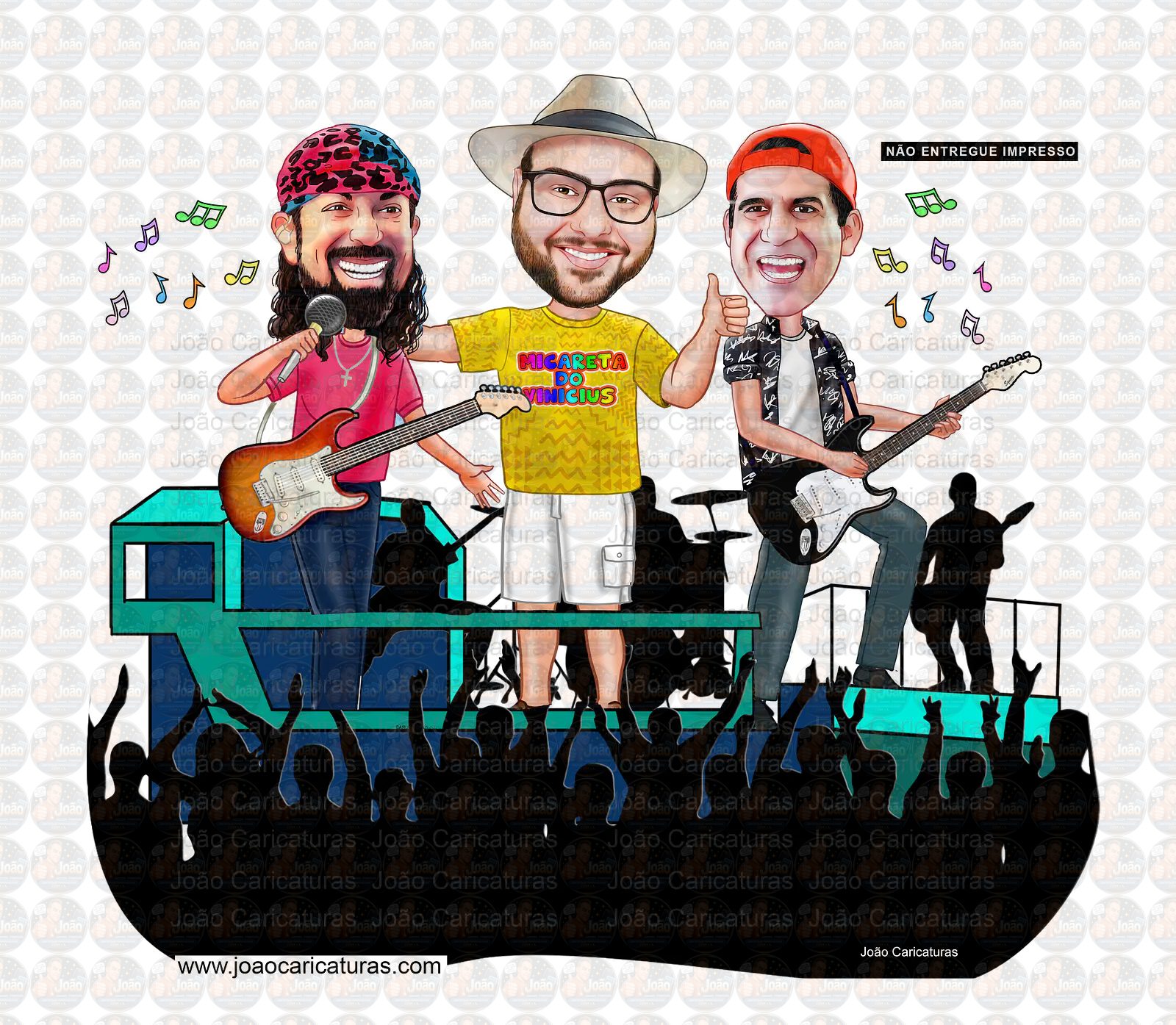 Caricatura Personalizada Micareta e Carnaval no Trio Elétrico | Aniversário com Seu Rosto