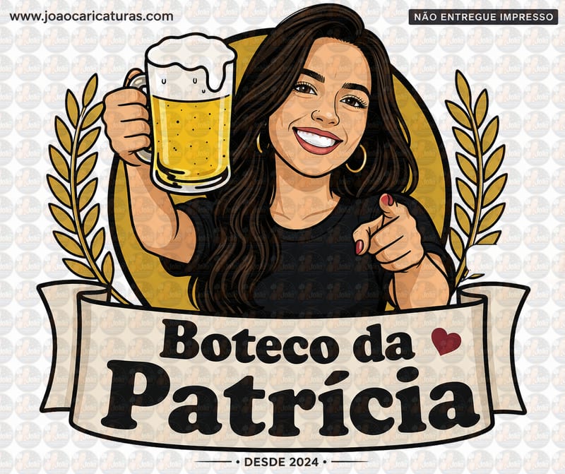 Caricatura Tema Boteco para Rótulo Personalizado | Arte Digital para Festa e Aniversário