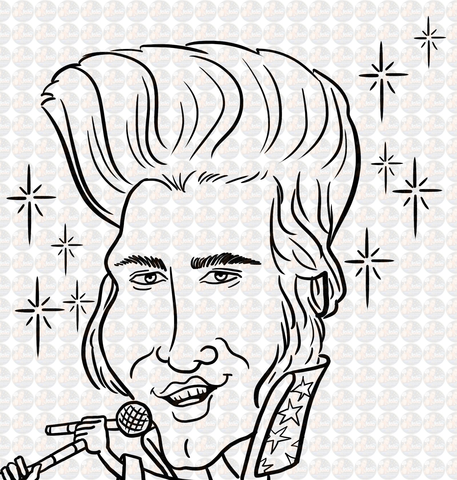 Desenho de caricaturas de rosto sem cor, caricatas, com distorção, com aumentos, engraçadas, cômicas, divertidas, desenhada a mão, aniversário, sorrisão, bocão, narizão, orelhão, narigão, namorada