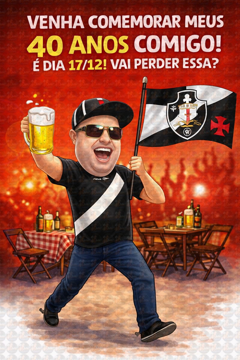 Caricatura Digital Tema Boteco | Convite Divertido e Personalizado