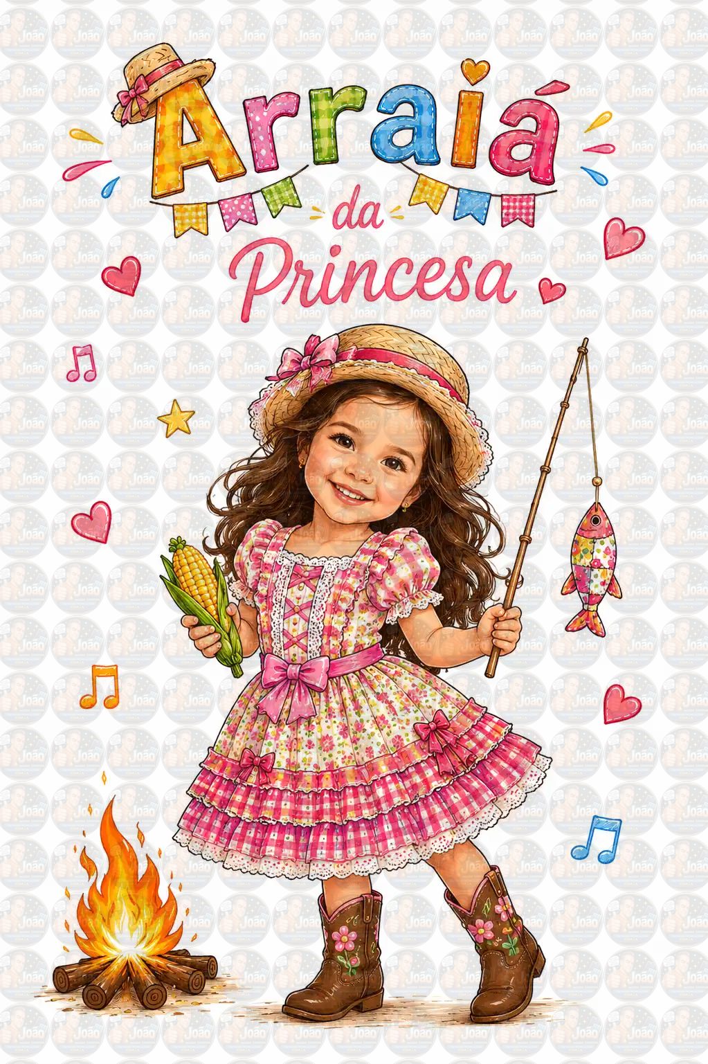 Convite Festa Junina Infantil Personalizado com Caricatura