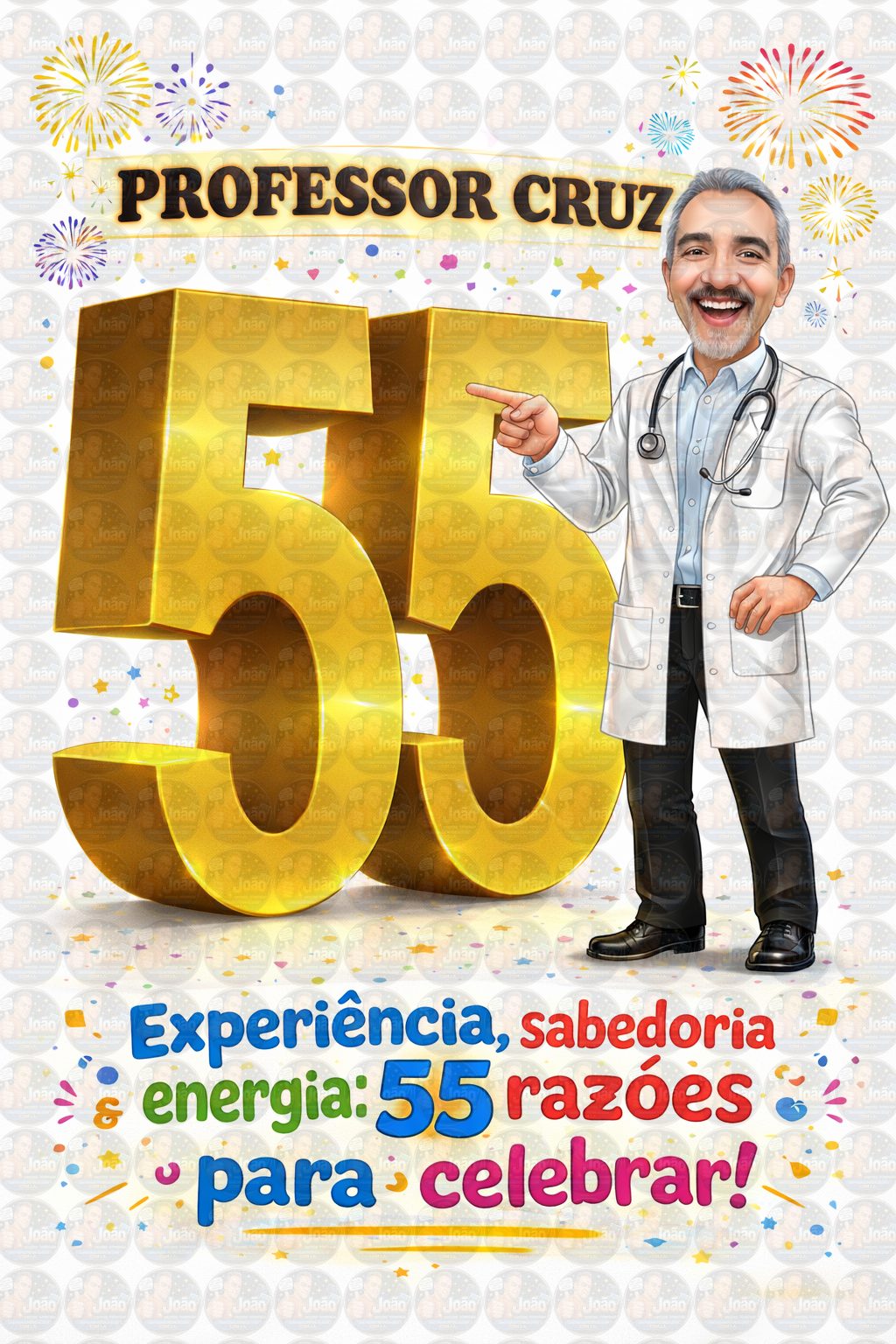 Convite Digital Masculino com Caricatura para Aniversário