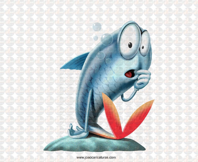 Criação de desenho de personagem peixe lambari, pesca, peixinho, fish, elefante, bichos, animais