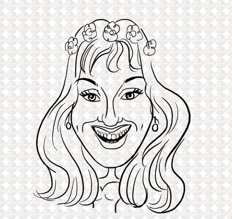 Desenho de caricaturas de rosto sem cor, caricatas, com distorção, com aumentos, engraçadas, cômicas, divertidas, desenhada a mão, aniversário, sorrisão, bocão, narizão, orelhão, narigão, namorada