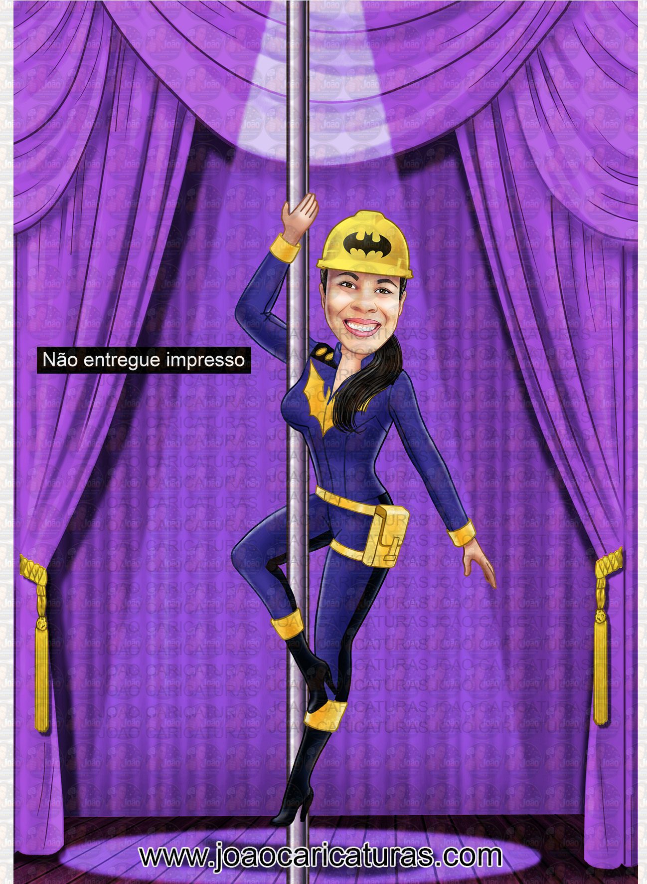 Caricatura aniversário mulher escalando, alpinismo,jump, montanhismo, mãe filha , dançarina, acrobacias, super, destemida, corajosa, polidance, fantasia, palco, cortinas,show,cat woman