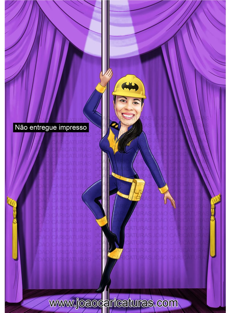 Caricatura aniversário mulher escalando, alpinismo,jump, montanhismo, mãe filha , dançarina, acrobacias, super, destemida, corajosa, polidance, fantasia, palco, cortinas,show,cat woman